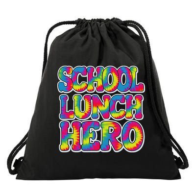 Lunch Hero Squad Food Worker School Lunch Hero Tie Dye Drawstring Bag