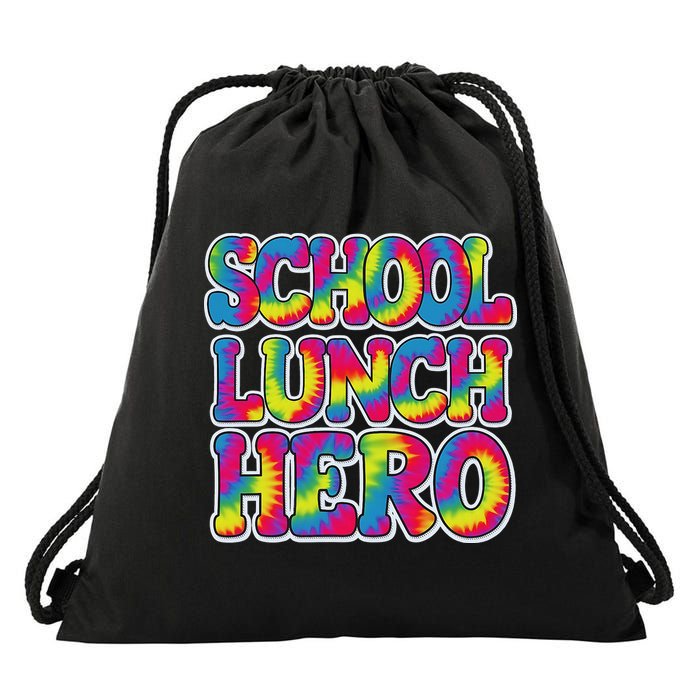 Lunch Hero Squad Food Worker School Lunch Hero Tie Dye Drawstring Bag