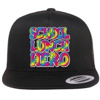 Lunch Hero Squad Food Worker School Lunch Hero Tie Dye Flat Bill Trucker Hat
