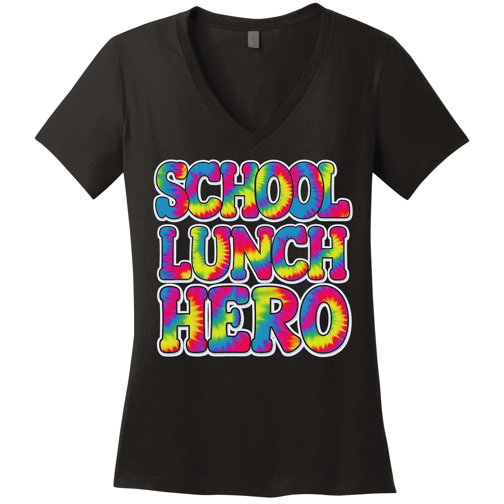 Lunch Hero Squad Food Worker School Lunch Hero Tie Dye Women's V-Neck T-Shirt