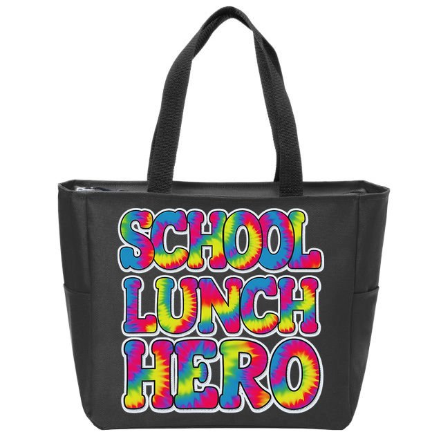 Lunch Hero Squad Food Worker School Lunch Hero Tie Dye Zip Tote Bag