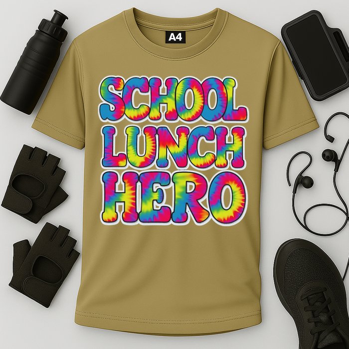 Lunch Hero Squad Food Worker School Lunch Hero Tie Dye Cooling Performance Crew T-Shirt