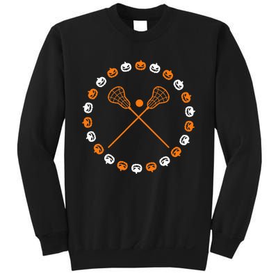 Lacrosse Halloween Spooky Pumpkins Sports Autumn Fall Sweatshirt