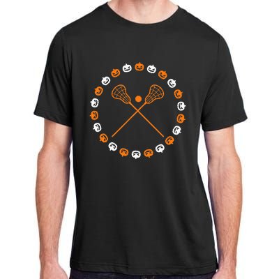 Lacrosse Halloween Spooky Pumpkins Sports Autumn Fall Adult ChromaSoft Performance T-Shirt