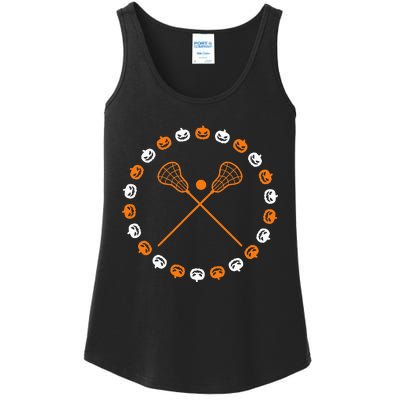 Lacrosse Halloween Spooky Pumpkins Sports Autumn Fall Ladies Essential Tank