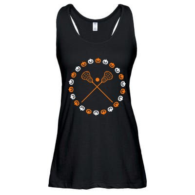 Lacrosse Halloween Spooky Pumpkins Sports Autumn Fall Ladies Essential Flowy Tank