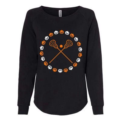 Lacrosse Halloween Spooky Pumpkins Sports Autumn Fall Womens California Wash Sweatshirt