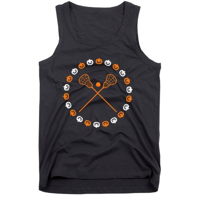 Lacrosse Halloween Spooky Pumpkins Sports Autumn Fall Tank Top