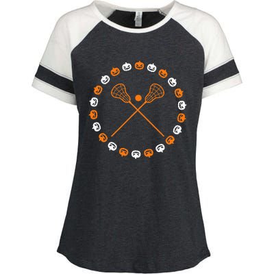 Lacrosse Halloween Spooky Pumpkins Sports Autumn Fall Enza Ladies Jersey Colorblock Tee