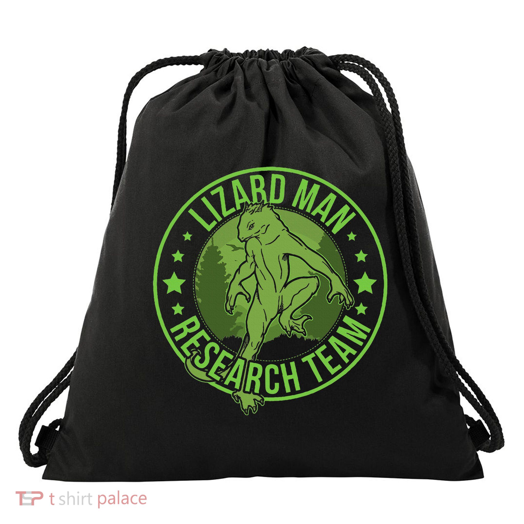 Lizardman Hide & Seek Research Team Champion Cryptid Drawstring Bag