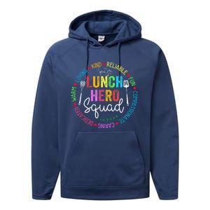 Lunch Hero Squad Funny Lunch Lady School Cafeteria Worker Performance Fleece Hoodie