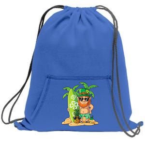 Leprechaun Hawaiian Surfing St Patricks Day Hawaii Gift Sweatshirt Cinch Pack Bag