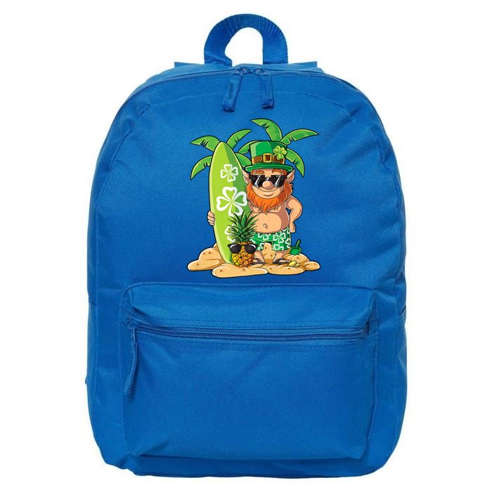 Leprechaun Hawaiian Surfing St Patricks Day Hawaii Gift 16 in Basic Backpack