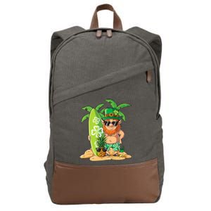 Leprechaun Hawaiian Surfing St Patricks Day Hawaii Gift Cotton Canvas Backpack