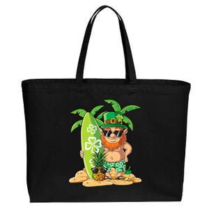 Leprechaun Hawaiian Surfing St Patricks Day Hawaii Gift Cotton Canvas Jumbo Tote