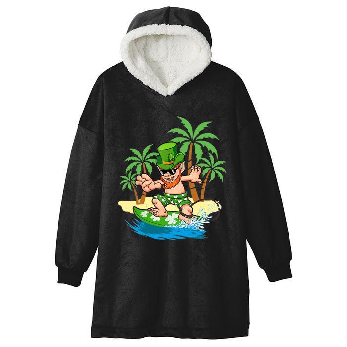 Leprechaun Hawaiian Surfing St Patricks Day Hawaii Hooded Wearable Blanket