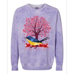 Love Heart Tree Eastern Bluebird Valentine's Day Gift Colorblast Crewneck Sweatshirt