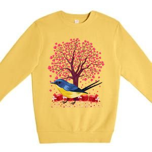 Love Heart Tree Eastern Bluebird Valentine's Day Gift Premium Crewneck Sweatshirt