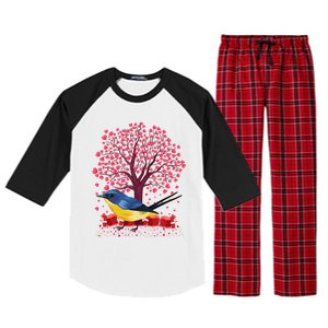 Love Heart Tree Eastern Bluebird Valentine's Day Gift Raglan Sleeve Pajama Set