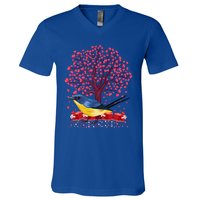 Love Heart Tree Eastern Bluebird Valentine's Day Gift V-Neck T-Shirt