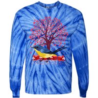 Love Heart Tree Eastern Bluebird Valentine's Day Gift Tie-Dye Long Sleeve Shirt