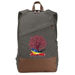 Love Heart Tree Eastern Bluebird Valentine's Day Gift Cotton Canvas Backpack