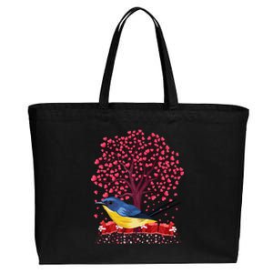 Love Heart Tree Eastern Bluebird Valentine's Day Gift Cotton Canvas Jumbo Tote