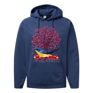 Love Heart Tree Eastern Bluebird Valentine's Day Gift Performance Fleece Hoodie