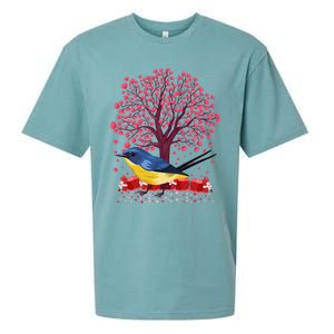 Love Heart Tree Eastern Bluebird Valentine's Day Gift Sueded Cloud Jersey T-Shirt