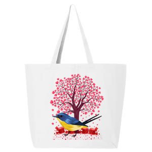 Love Heart Tree Eastern Bluebird Valentine's Day Gift 25L Jumbo Tote