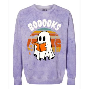 Lazy Halloween Teacher Library Booooks Ghost Reading Books Gift Colorblast Crewneck Sweatshirt