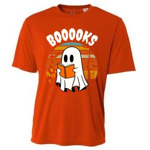 Lazy Halloween Teacher Library Booooks Ghost Reading Books Gift Cooling Performance Crew T-Shirt