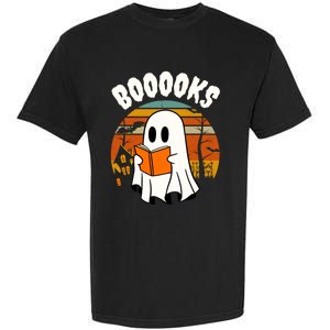 Lazy Halloween Teacher Library Booooks Ghost Reading Books Gift Garment-Dyed Heavyweight T-Shirt