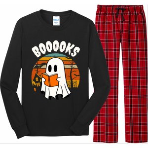 Lazy Halloween Teacher Library Booooks Ghost Reading Books Gift Long Sleeve Pajama Set