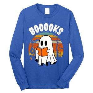 Lazy Halloween Teacher Library Booooks Ghost Reading Books Gift Long Sleeve Shirt