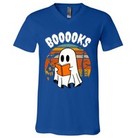 Lazy Halloween Teacher Library Booooks Ghost Reading Books Gift V-Neck T-Shirt