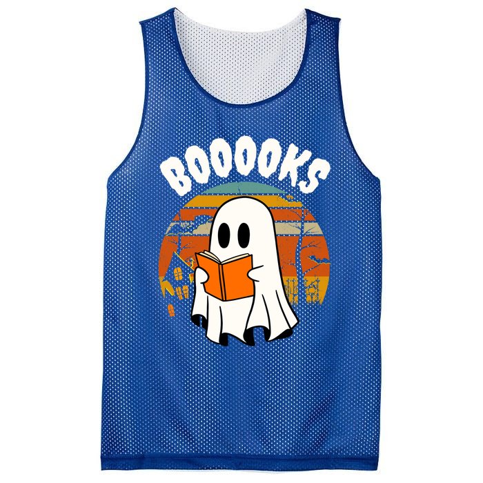 Lazy Halloween Teacher Library Booooks Ghost Reading Books Gift Mesh Reversible Basketball Jersey Tank