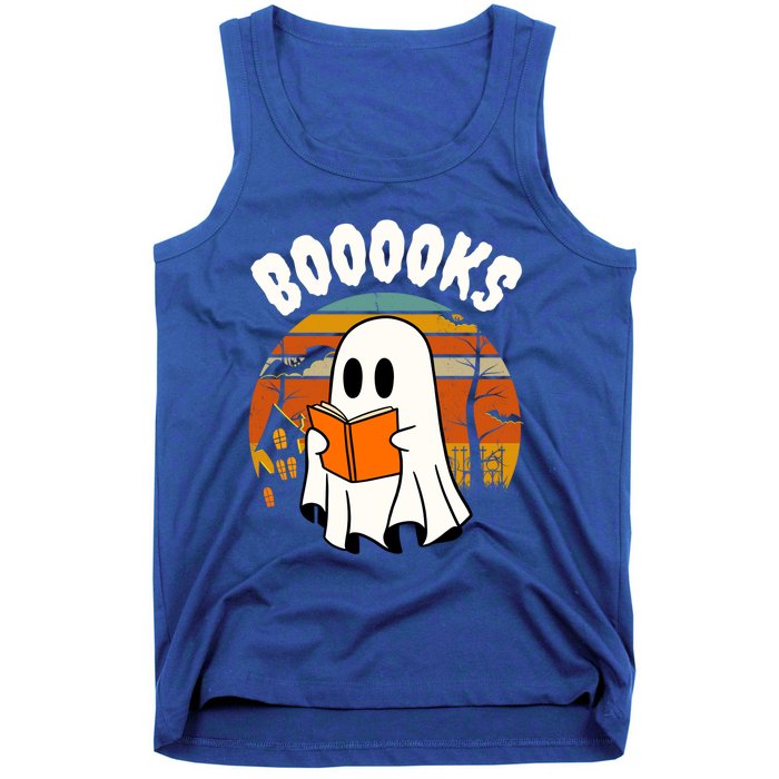 Lazy Halloween Teacher Library Booooks Ghost Reading Books Gift Tank Top