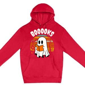 Lazy Halloween Teacher Library Booooks Ghost Reading Books Gift Premium Pullover Hoodie