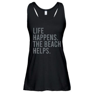 Life Happens The Beach Helps Ladies Essential Flowy Tank