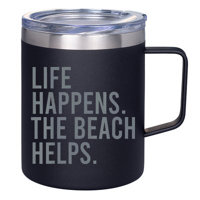 Life Happens The Beach Helps 12oz Stainless Steel Coffee Mug