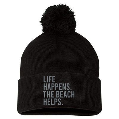 Life Happens The Beach Helps Pom Pom 12in Knit Beanie