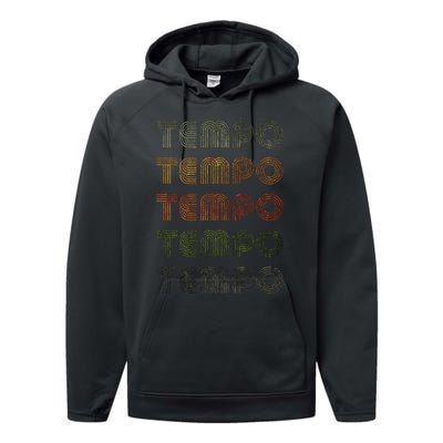 Love Heart Tempo Grunge Vintage Style Black Tempo Performance Fleece Hoodie