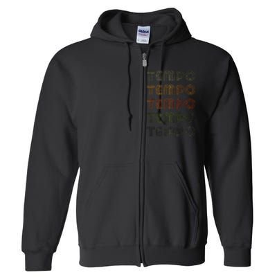 Love Heart Tempo Grunge Vintage Style Black Tempo Full Zip Hoodie