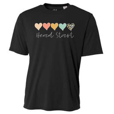 Leopard Hearts Teacher Student Head Start Cooling Performance Crew T-Shirt