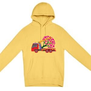 Love Heart Tree On Crane Truck Gift Premium Pullover Hoodie