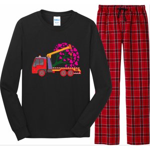 Love Heart Tree On Crane Truck Gift Long Sleeve Pajama Set