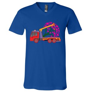 Love Heart Tree On Crane Truck Gift V-Neck T-Shirt