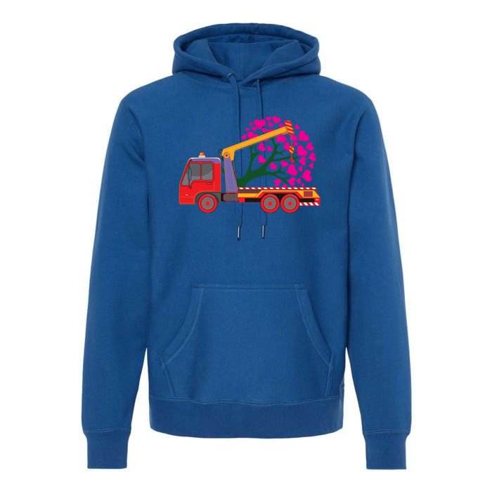 Love Heart Tree On Crane Truck Gift Premium Hoodie