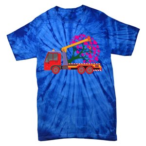 Love Heart Tree On Crane Truck Gift Tie-Dye T-Shirt